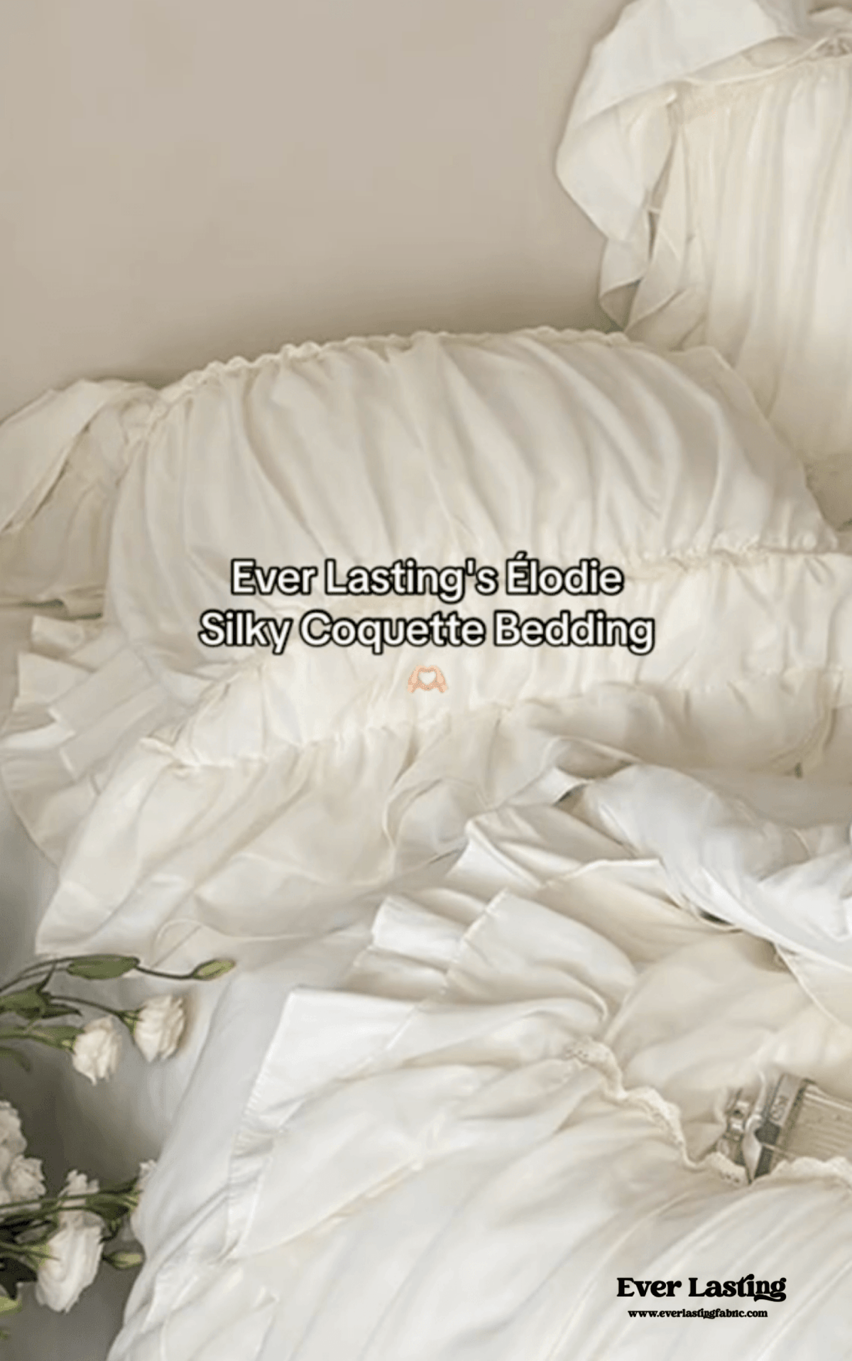 Élodie Silky Coquette Ruffled Bedding Set / White