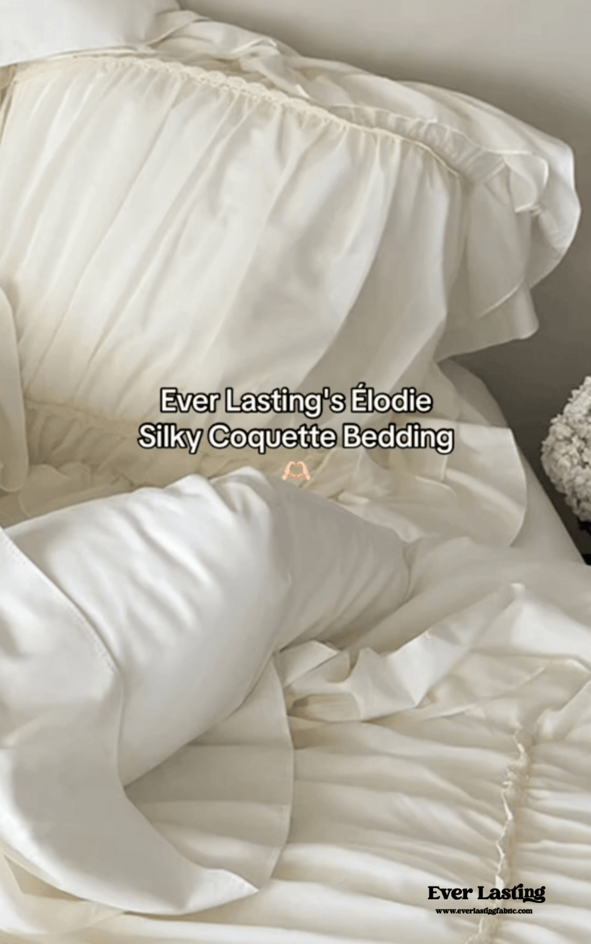 Élodie Silky Coquette Ruffled Bedding Set / White