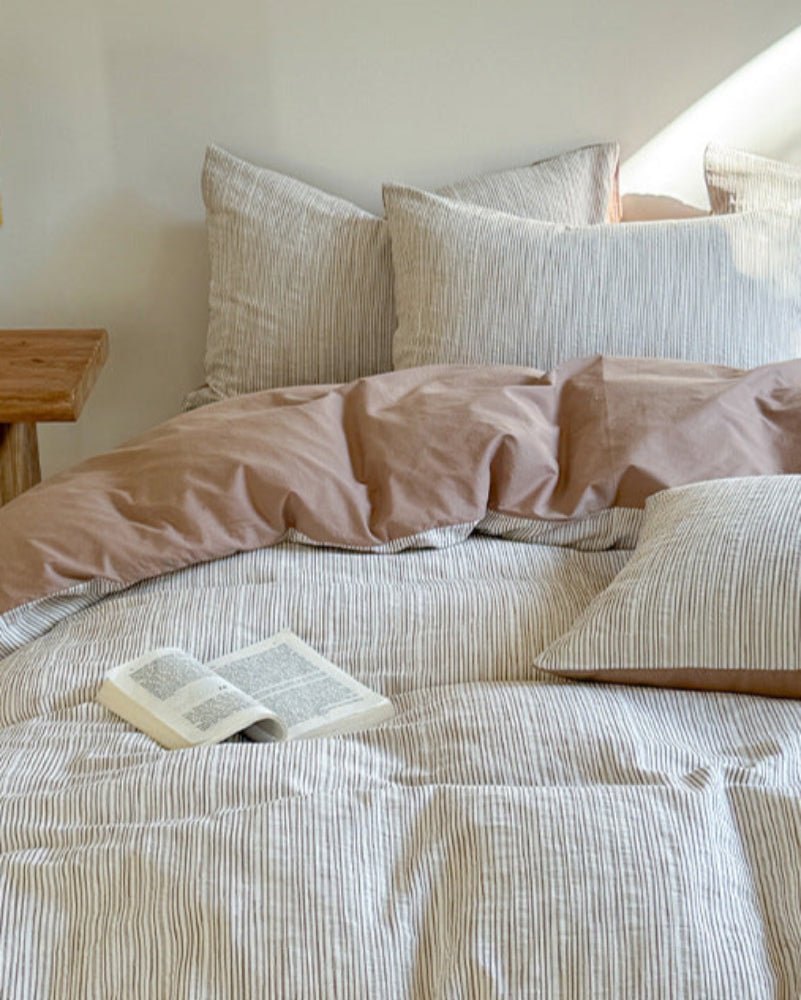 Emma Duo Striped Jacquard Bedding Set / Purple