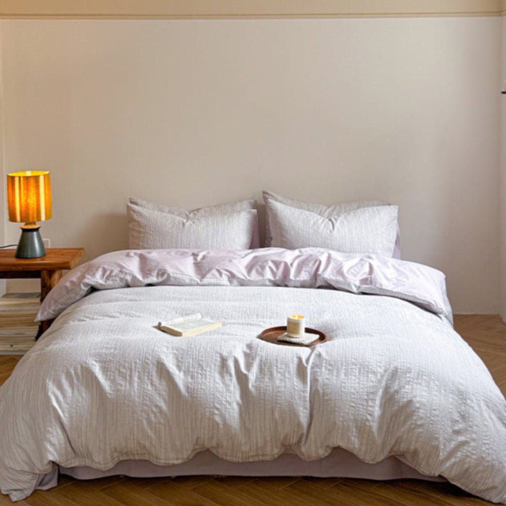 Emma Duo Striped Jacquard Bedding Set / Purple
