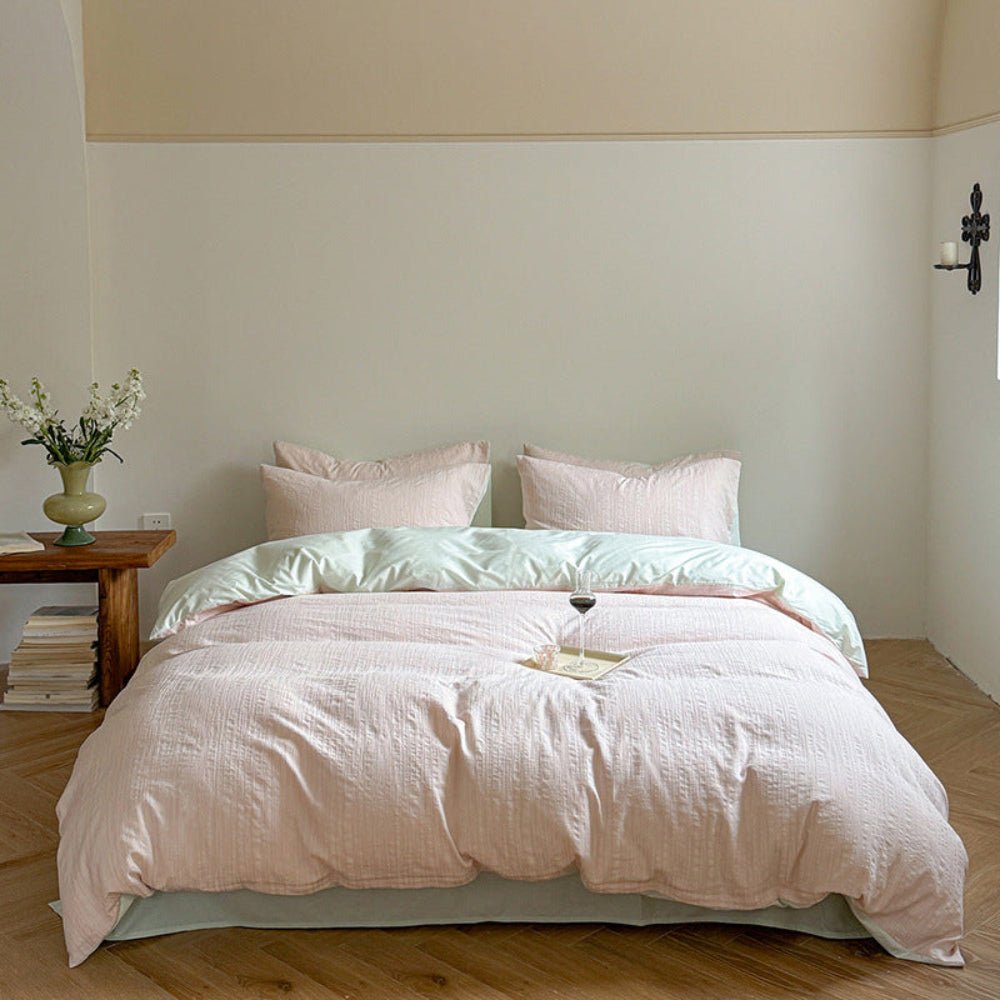 Emma Duo Striped Jacquard Bedding Set / Purple