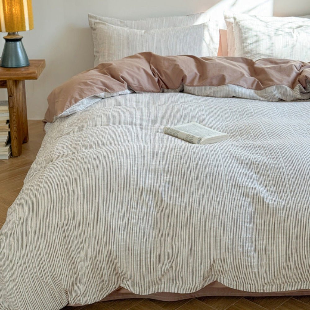 Emma Duo Striped Jacquard Bedding Set / Purple