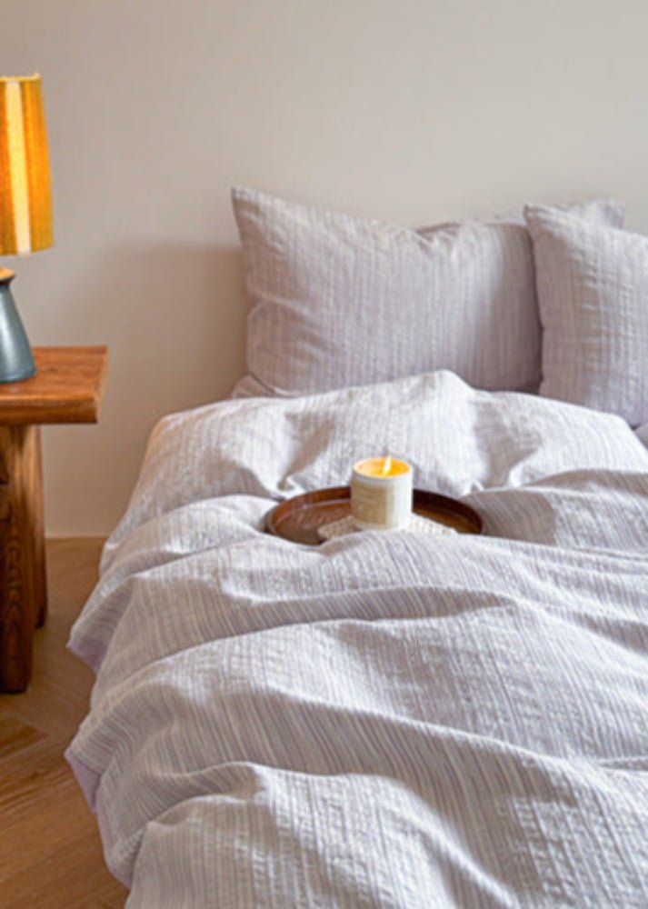 Emma Duo Striped Jacquard Bedding Set / Purple