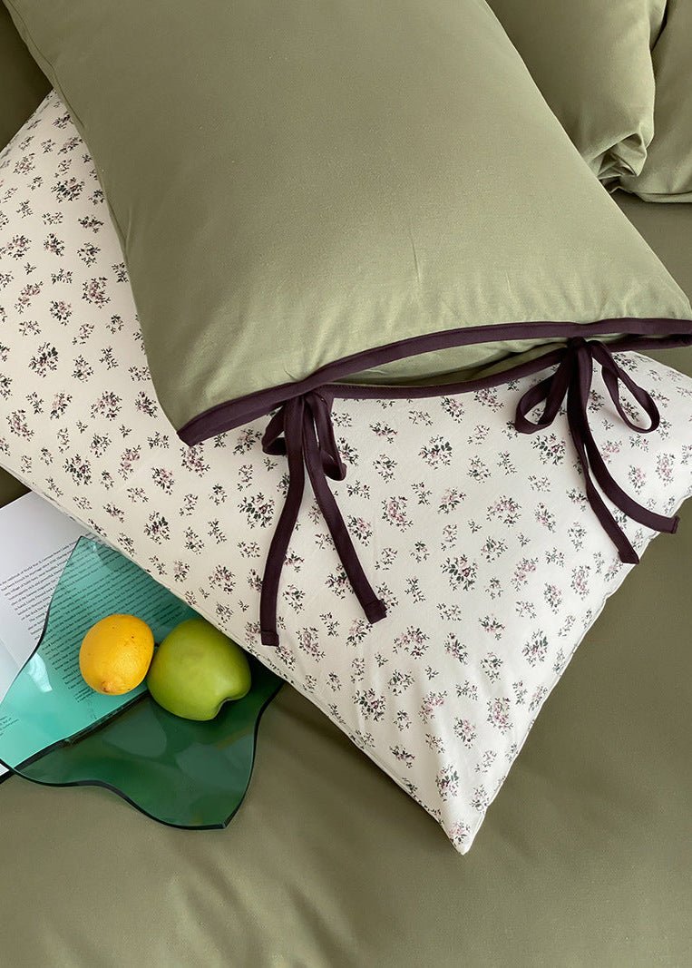Evangeline Pastel Bow Tie Twill Bedding Set / Green
