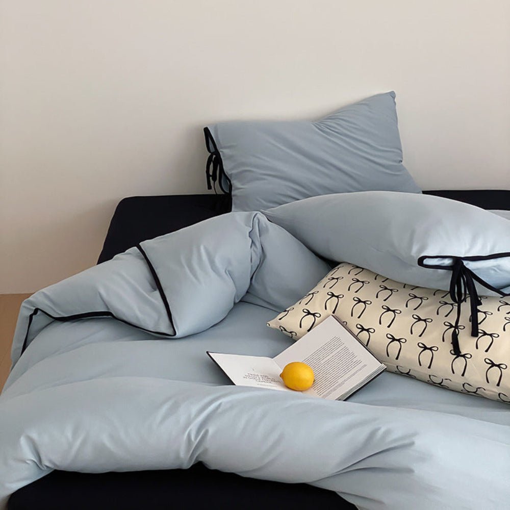 Evangeline Pastel Bow Tie Twill Bedding Set / Green