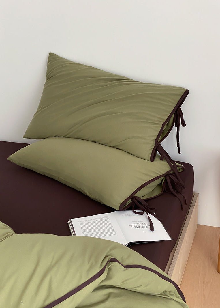 Evangeline Pastel Bow Tie Twill Bedding Set / White