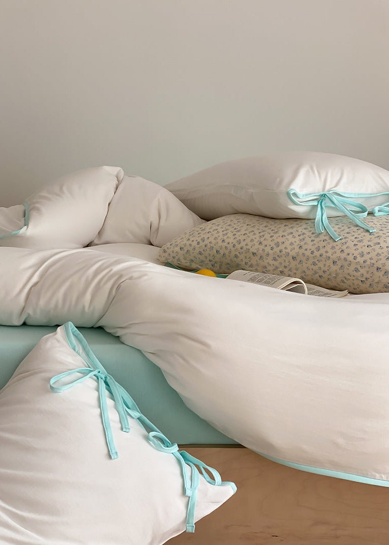 Evangeline Pastel Bow Tie Twill Bedding Set / Green