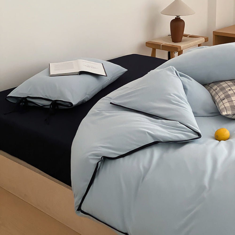 Evangeline Pastel Bow Tie Twill Bedding Set / White