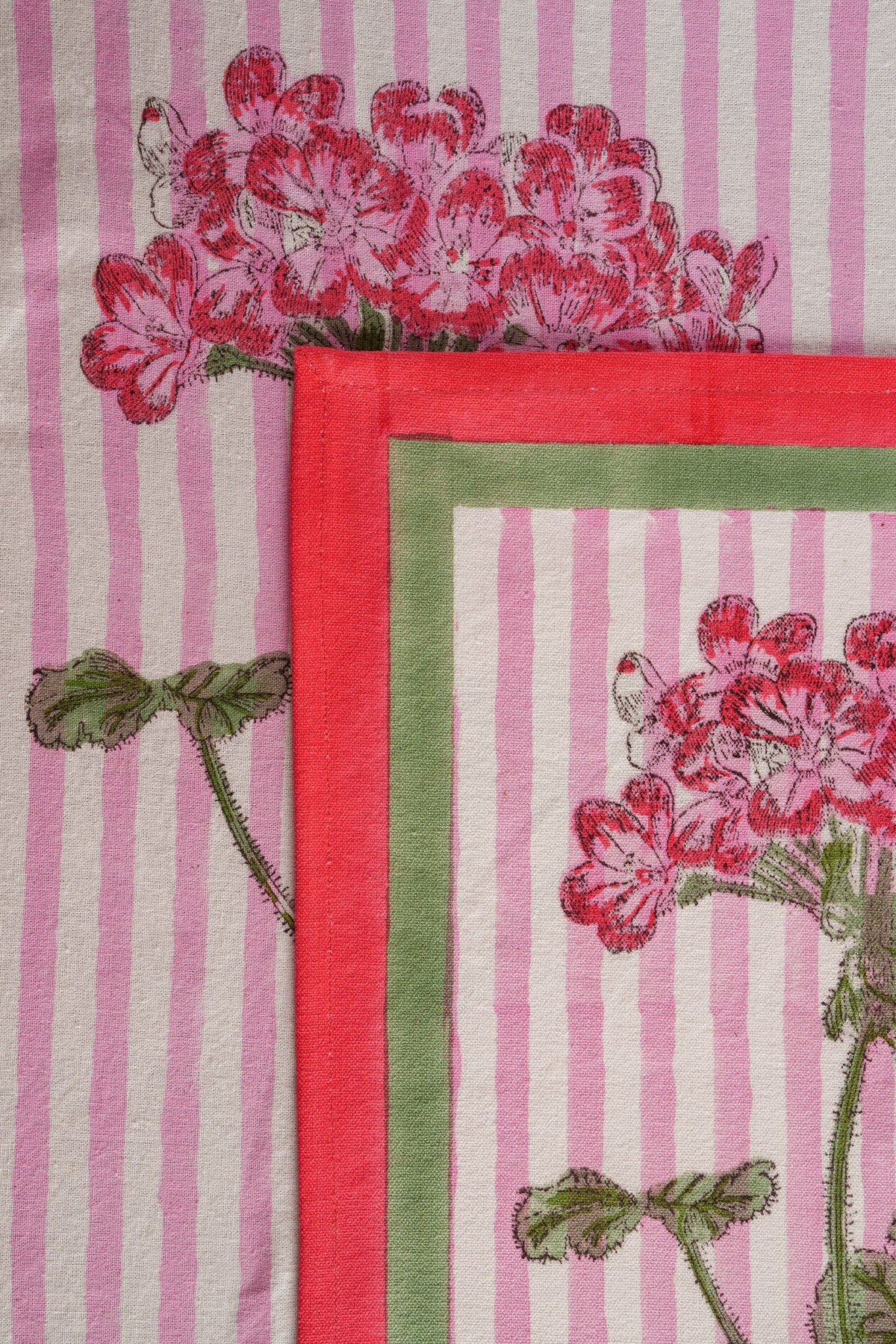 Pink Hydrangea Blockprint Placemat, Set of 2