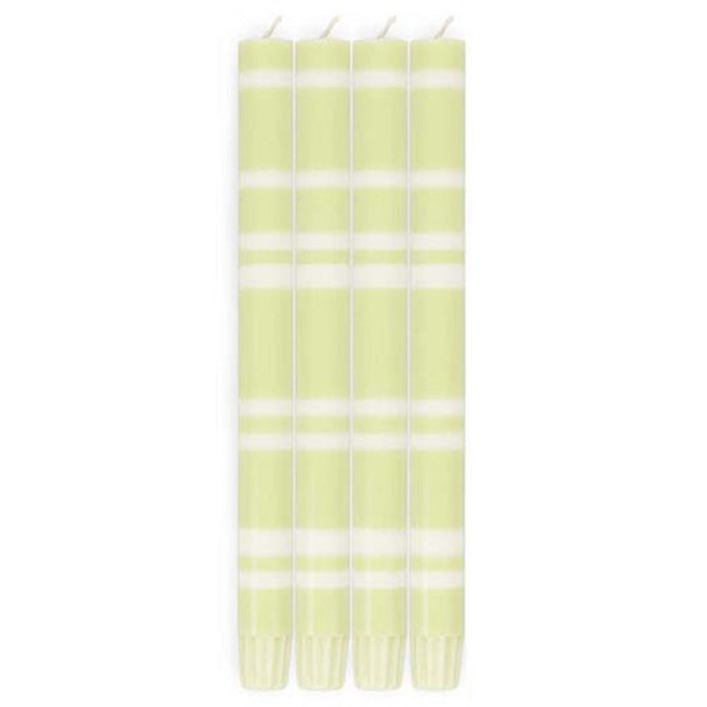 Striped Dinner Candles in Eau De Nil and Pearl