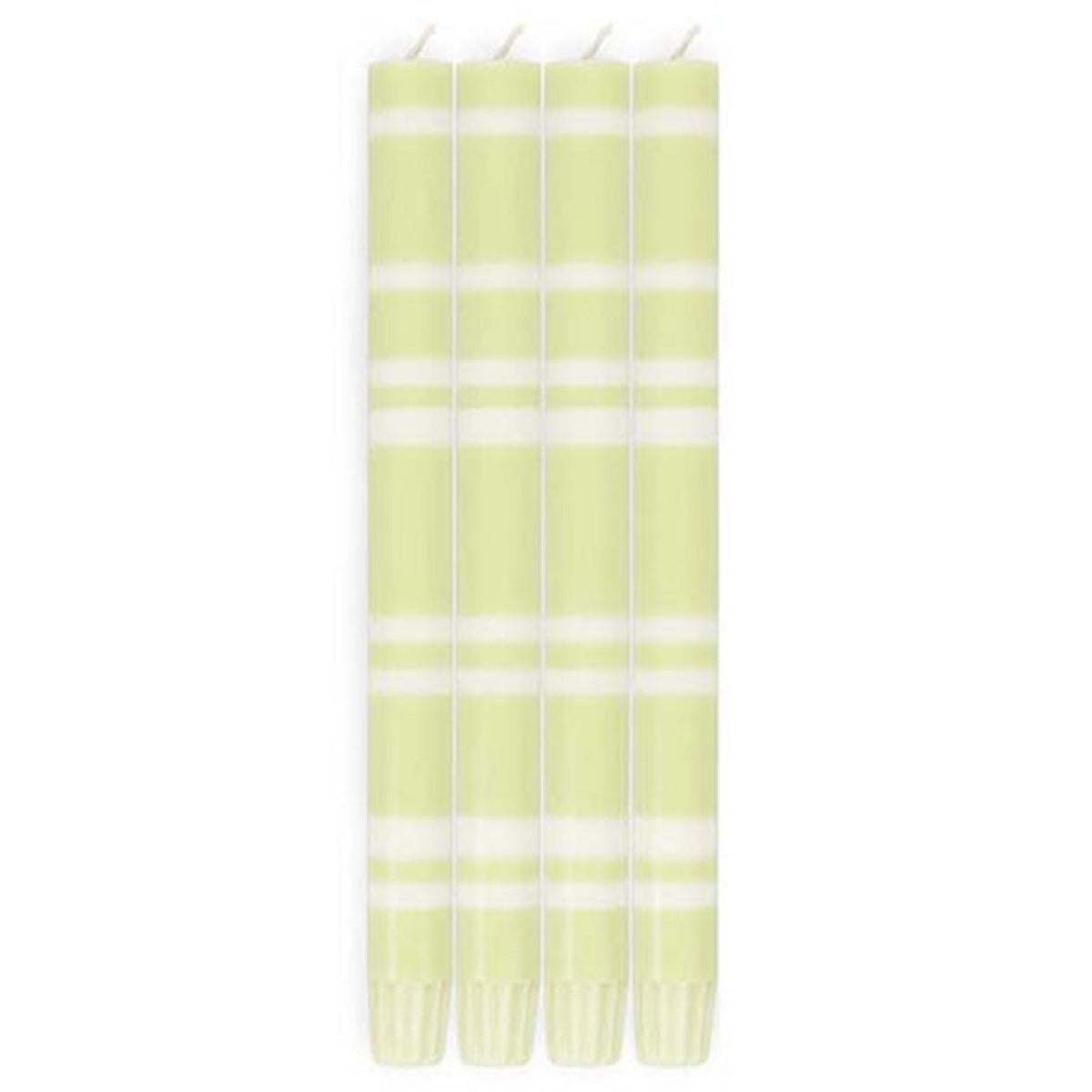 Striped Dinner Candles in Eau De Nil and Pearl