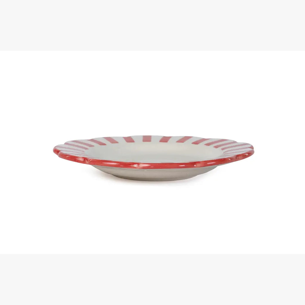 Ceramic stripe Salad Plate | Red Plate Casa Amarosa