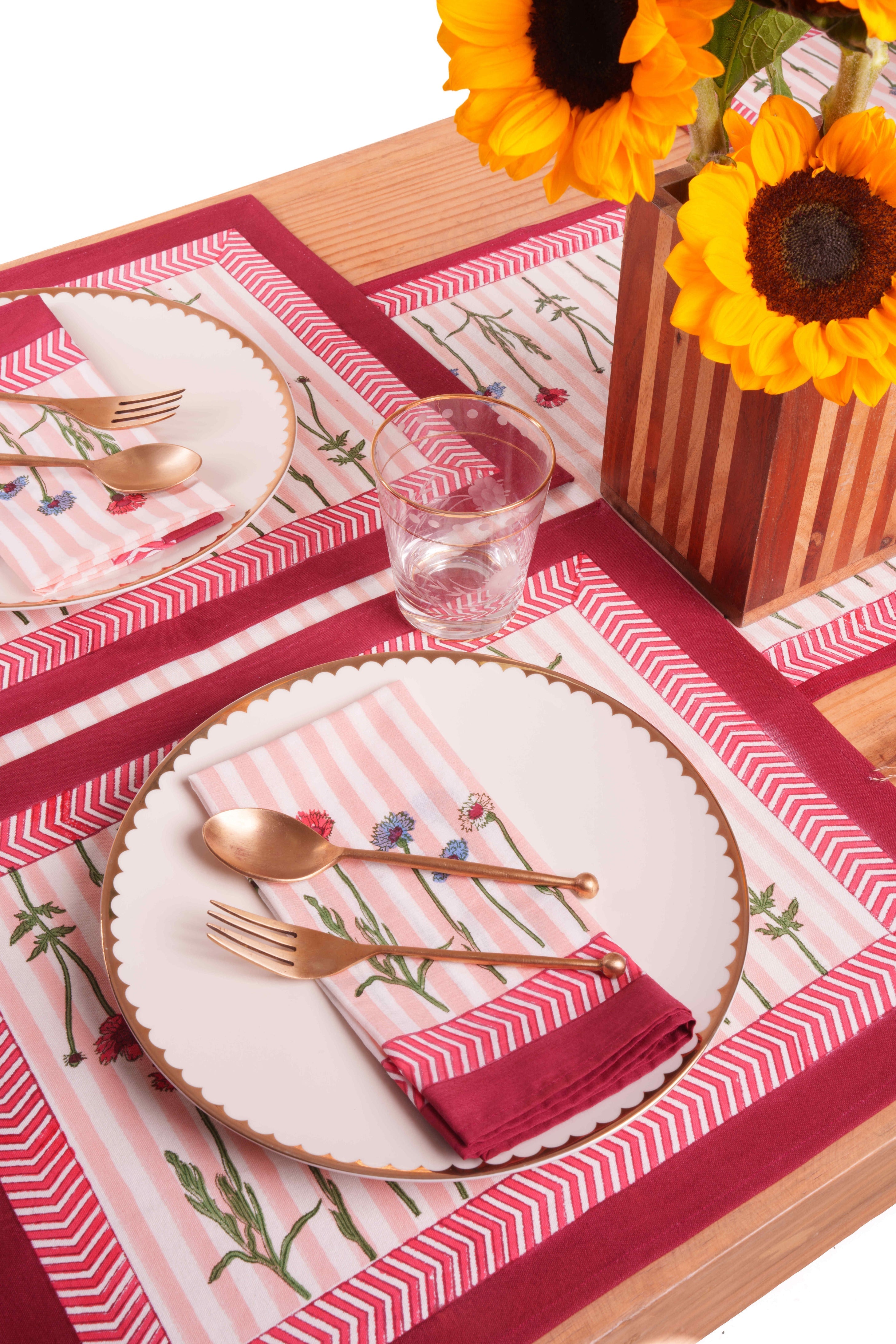 Wildflower Blockprint Napkins | Set of 4