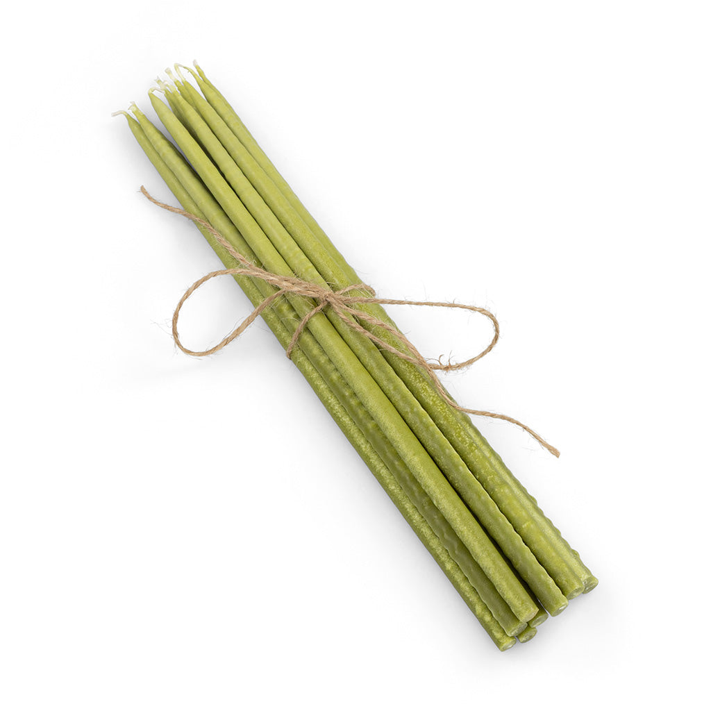 Thin Taper Candles - Olive Green
