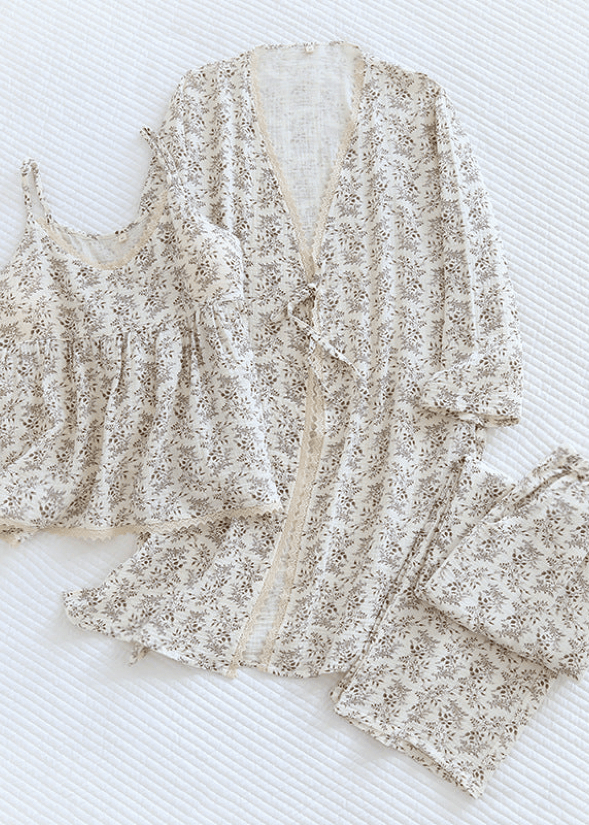 Floral Cotton Pajama Set with Cardigan