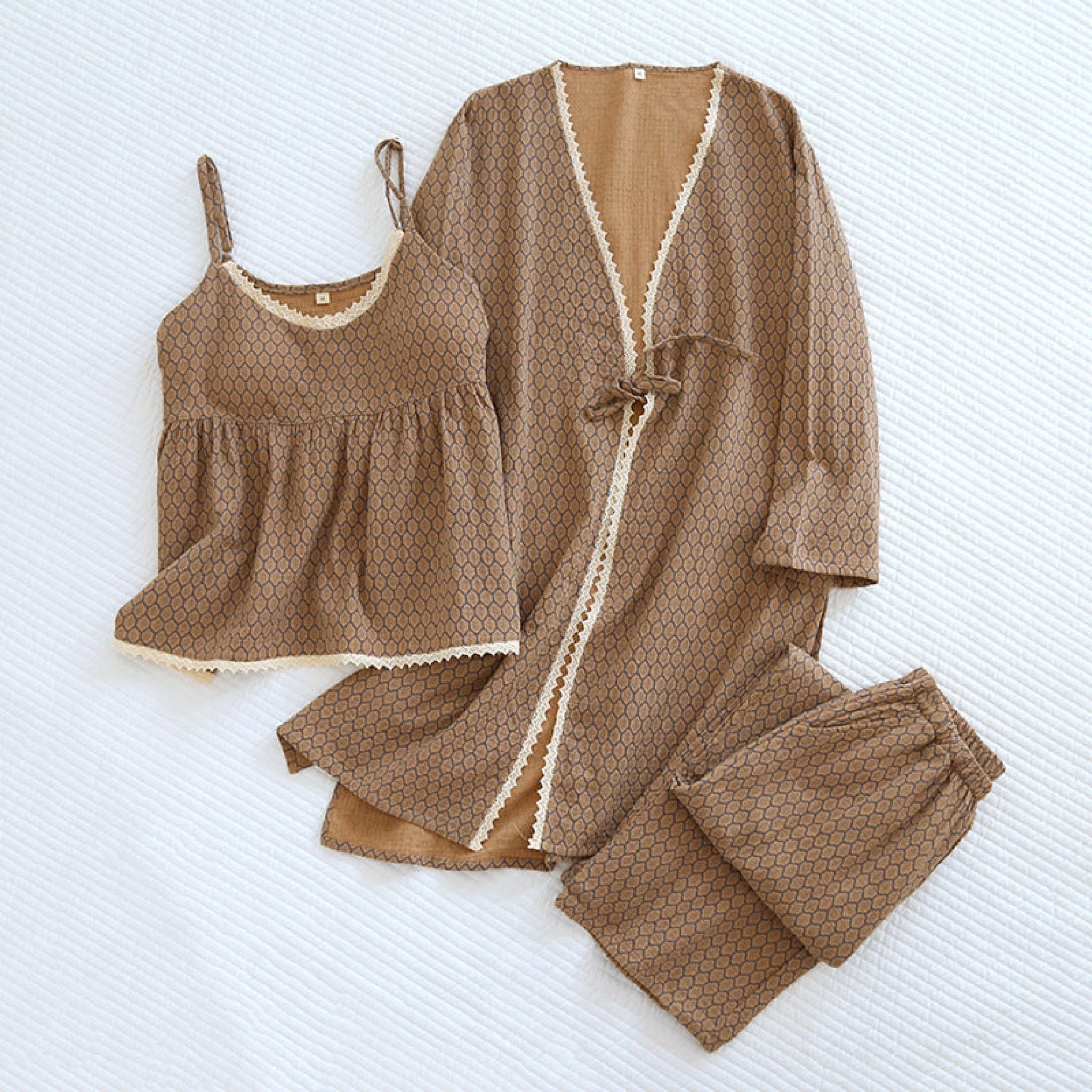 Floral Cotton Pajama Set with Cardigan