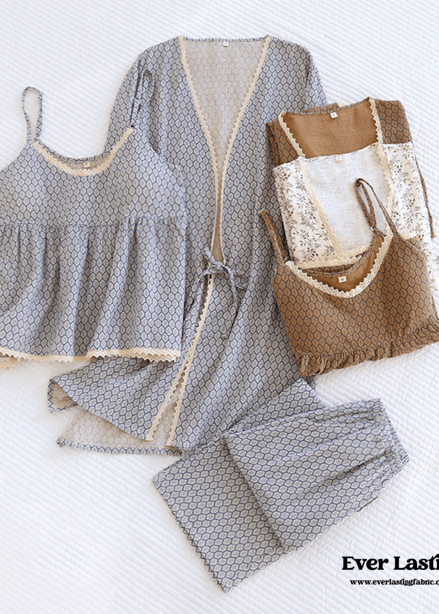 Floral Cotton Pajama Set with Cardigan