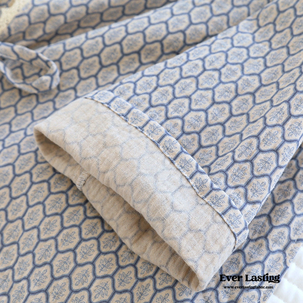 Floral Cotton Pajama Set with Cardigan