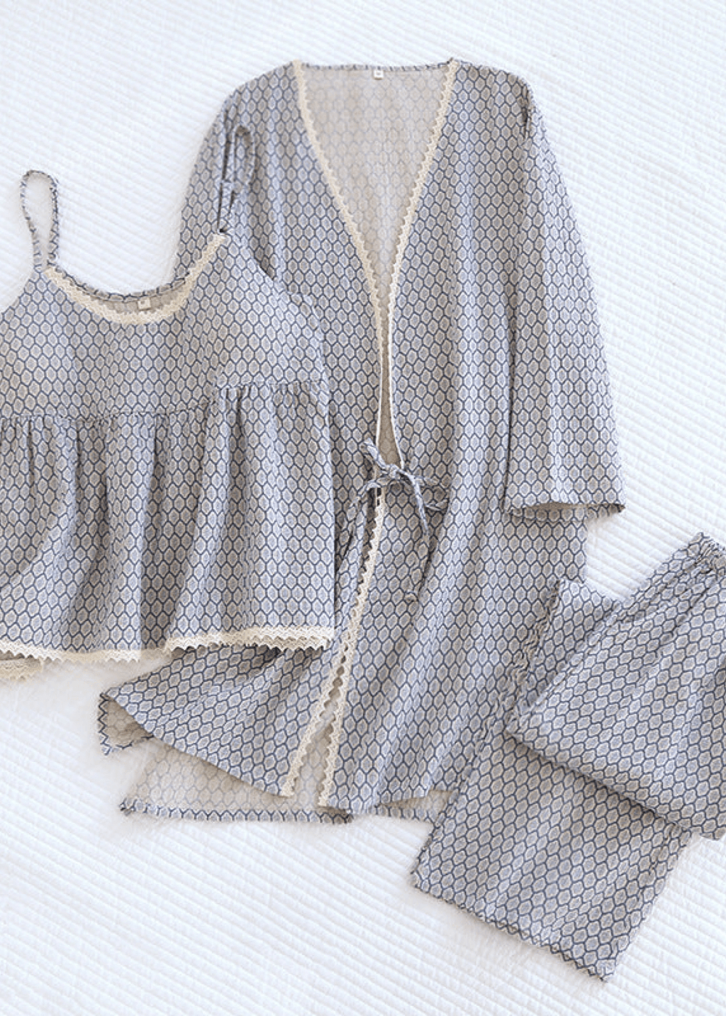 Floral Cotton Pajama Set with Cardigan