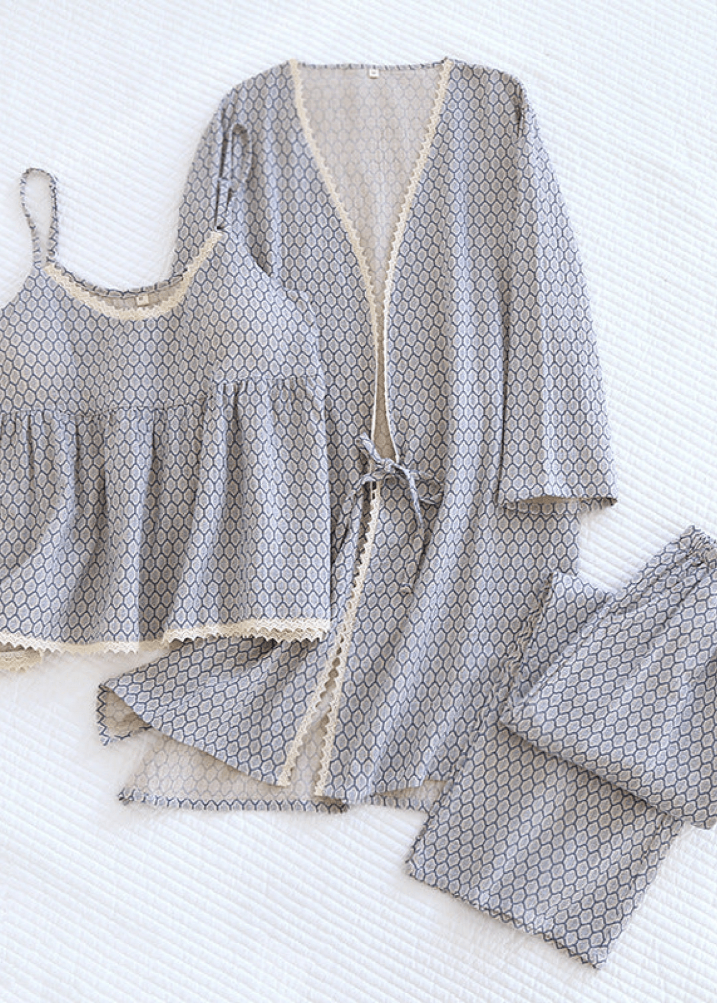 Floral Cotton Pajama Set with Cardigan