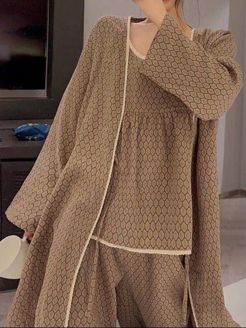 Floral Cotton Pajama Set with Cardigan