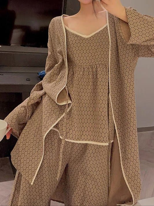 Floral Cotton Pajama Set with Cardigan