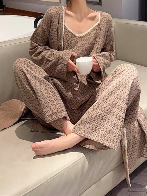 Floral Cotton Pajama Set with Cardigan