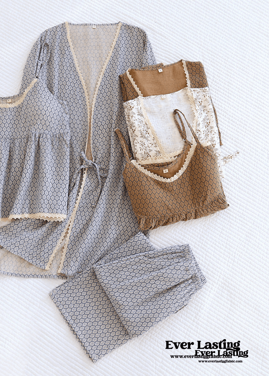 Floral Cotton Pajama Set with Cardigan