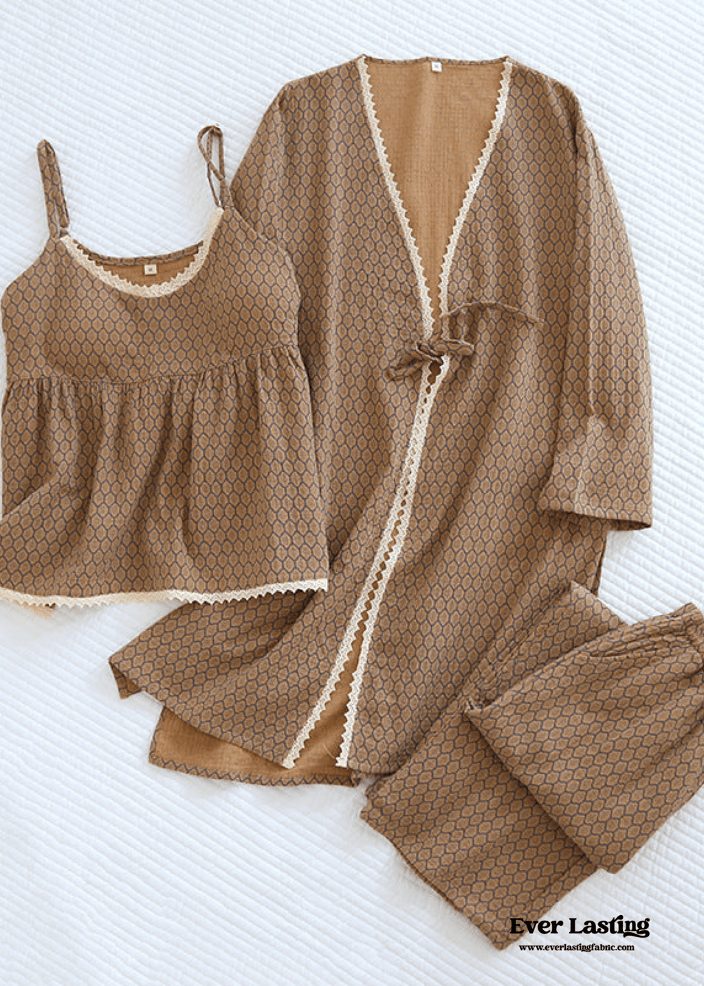 Floral Cotton Pajama Set with Cardigan