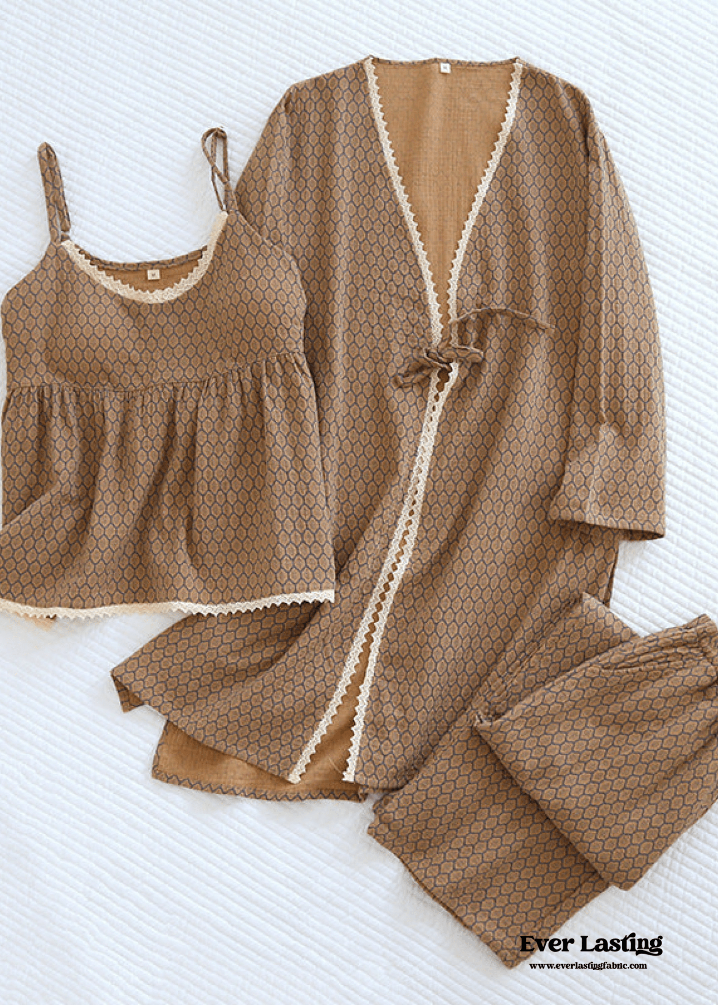 Floral Cotton Pajama Set with Cardigan