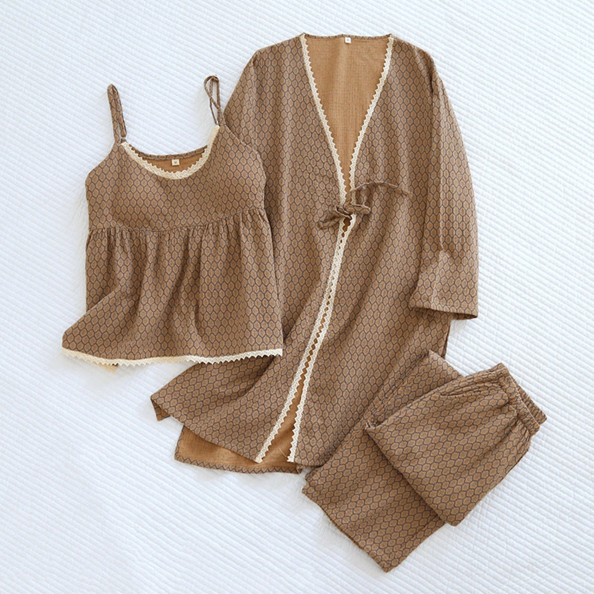Floral Cotton Pajama Set with Cardigan
