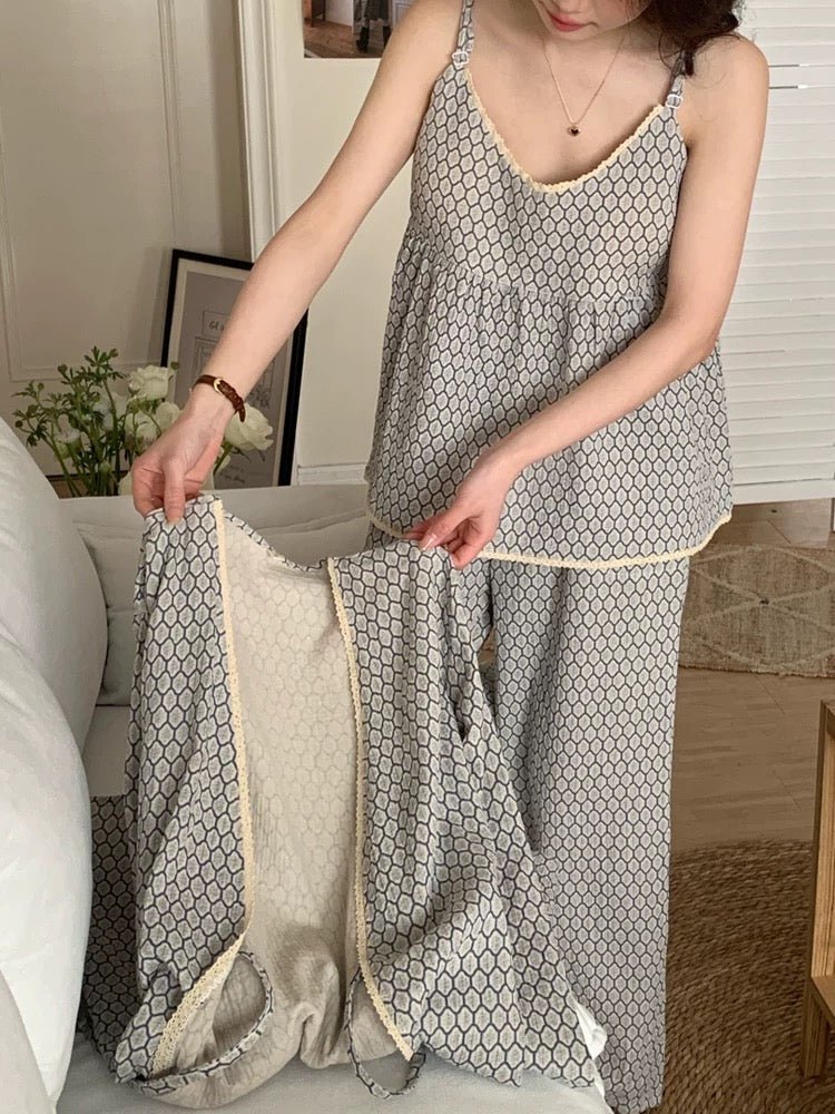 Floral Cotton Pajama Set with Cardigan