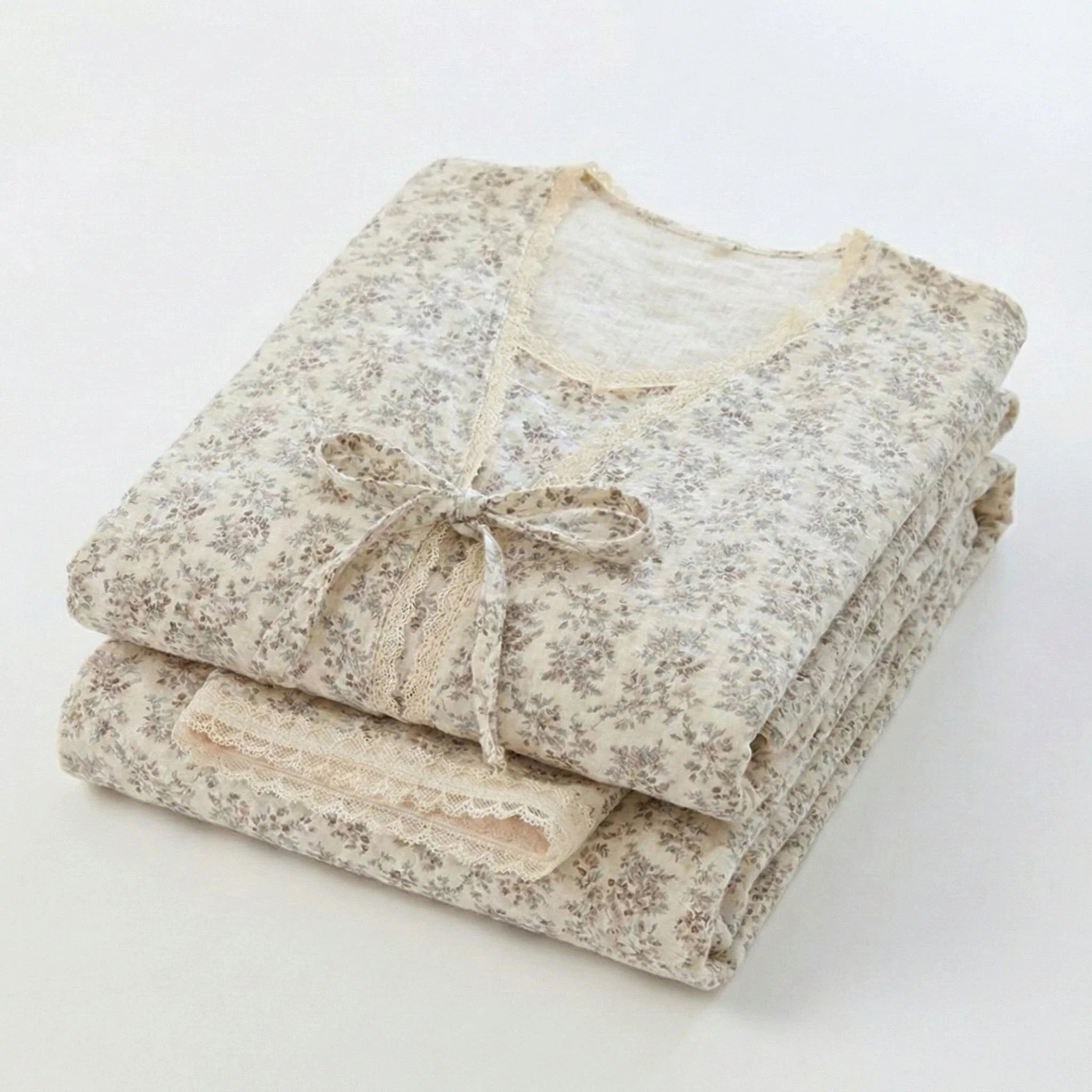 Floral Cotton Pajama Set with Cardigan