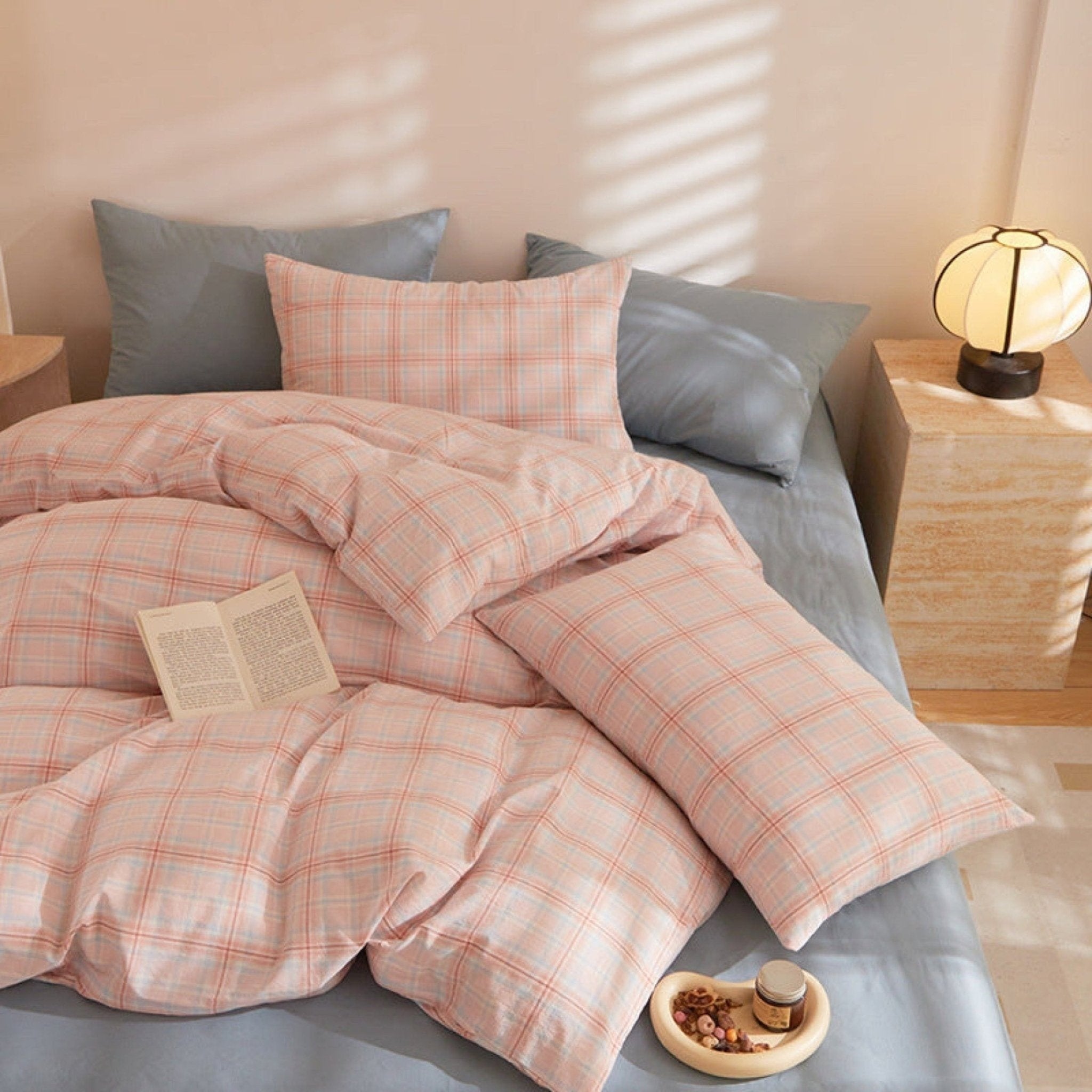 Fresh Plaid Washed Cotton Duvet Cover
