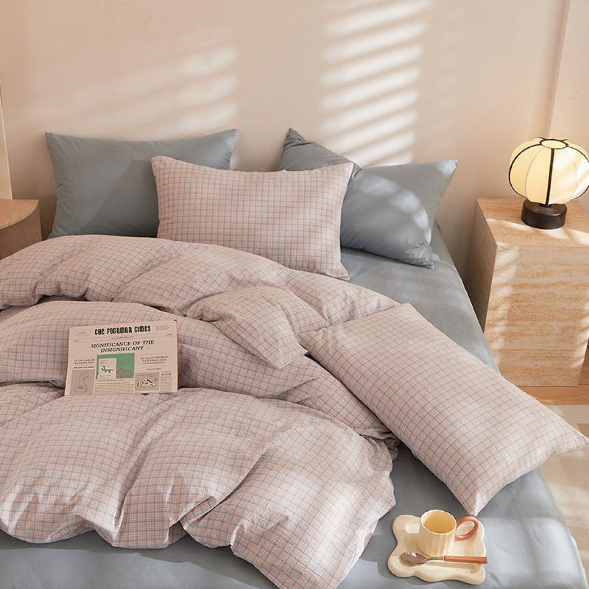 Fresh Plaid Washed Cotton Duvet Cover
