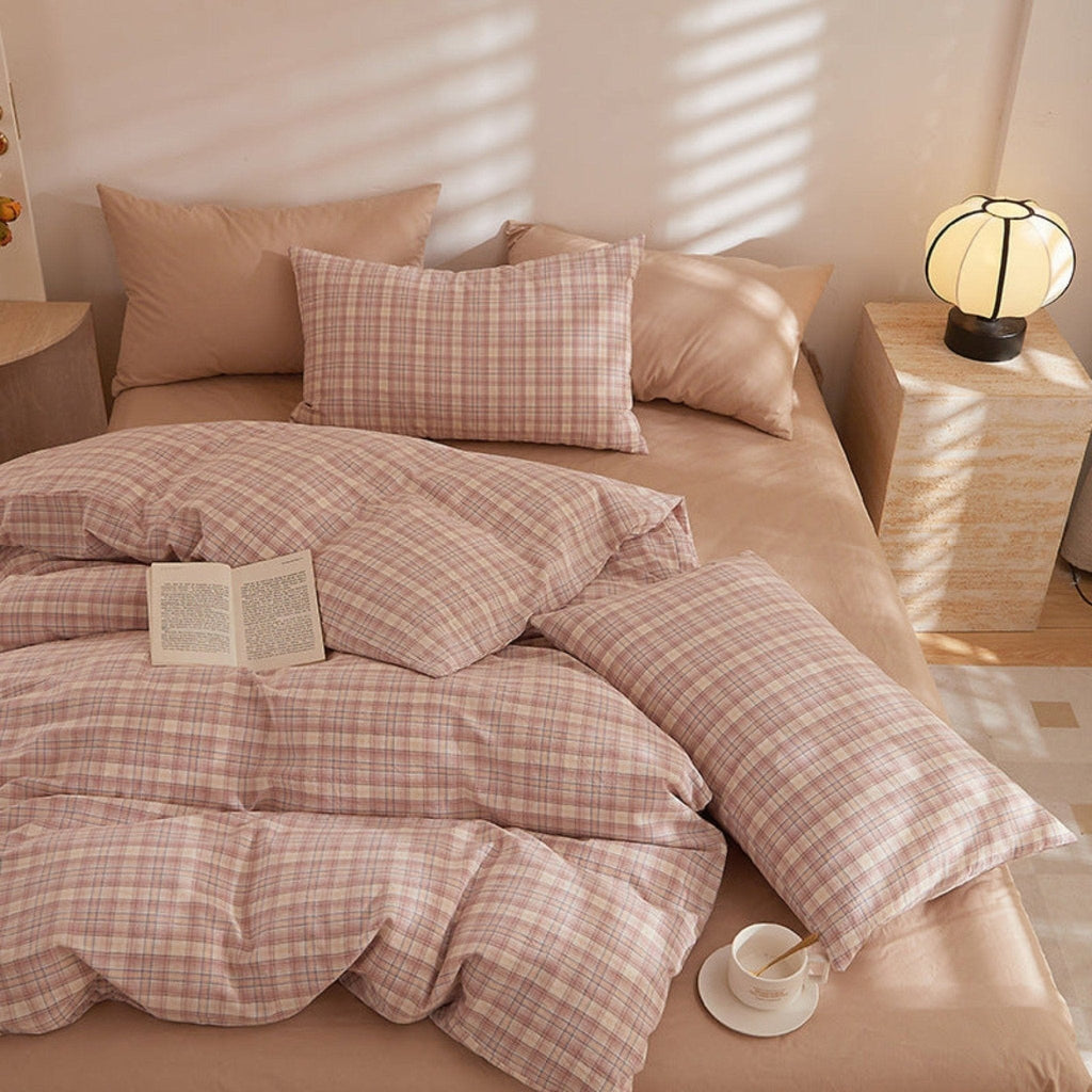 Fresh Plaid Washed Cotton Duvet Cover