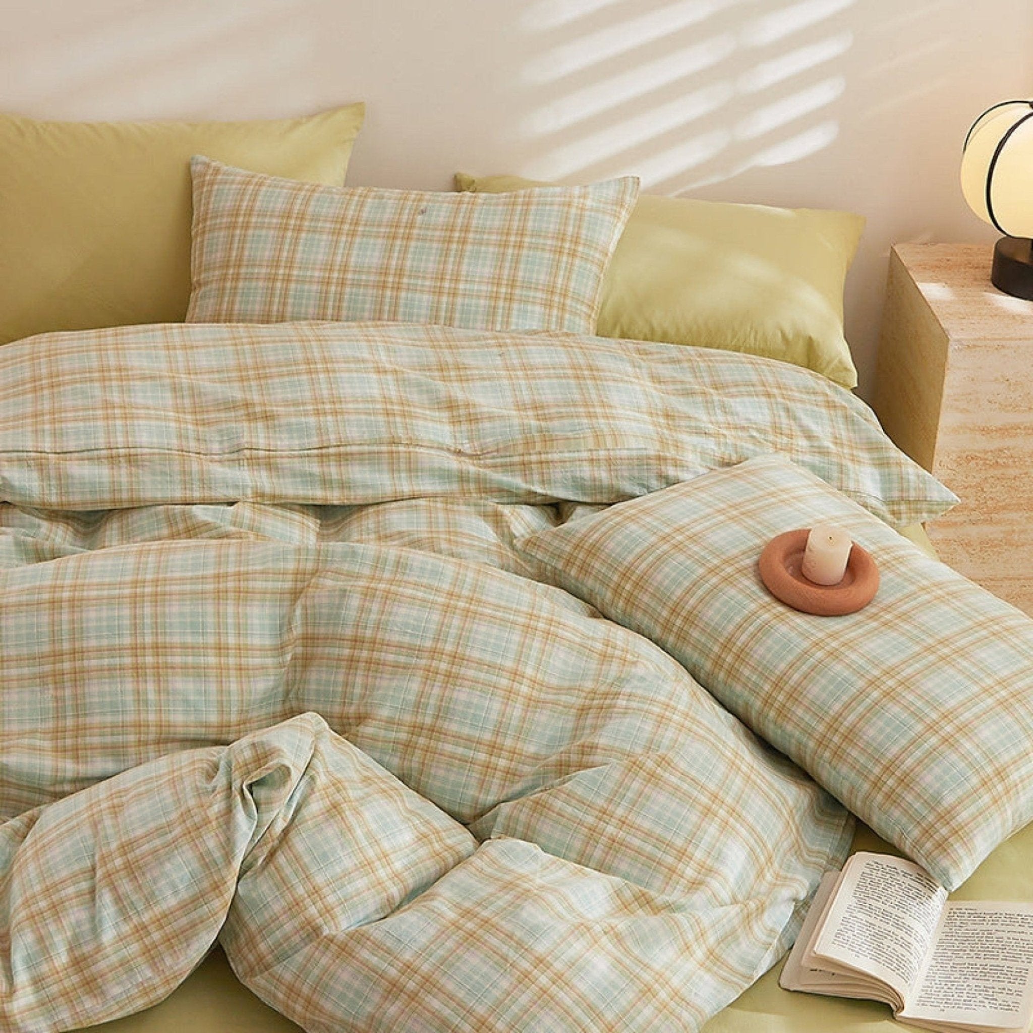 Fresh Plaid Washed Cotton Duvet Cover