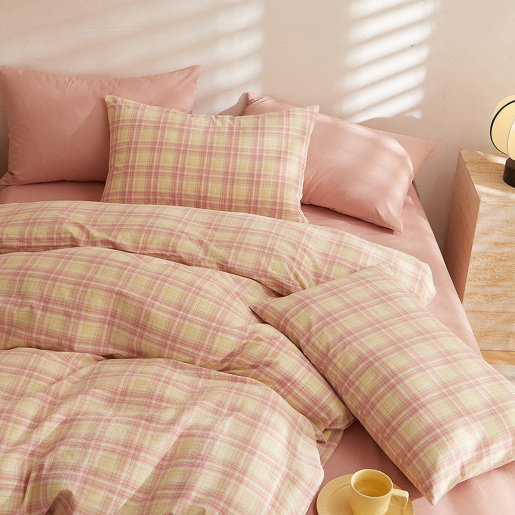 Fresh Plaid Washed Cotton Duvet Cover