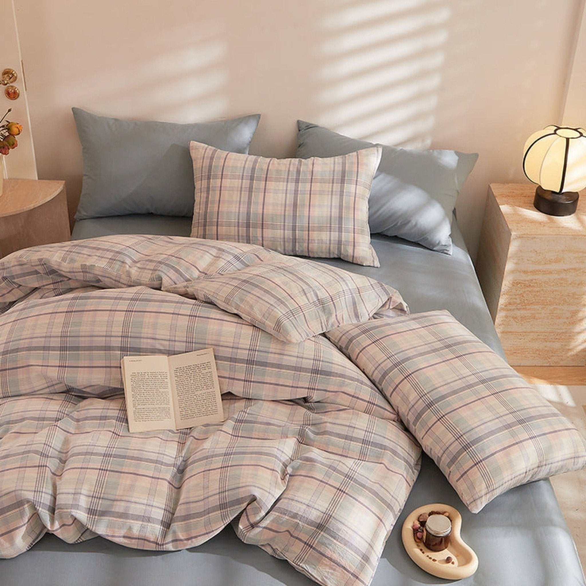 Fresh Plaid Washed Cotton Duvet Cover