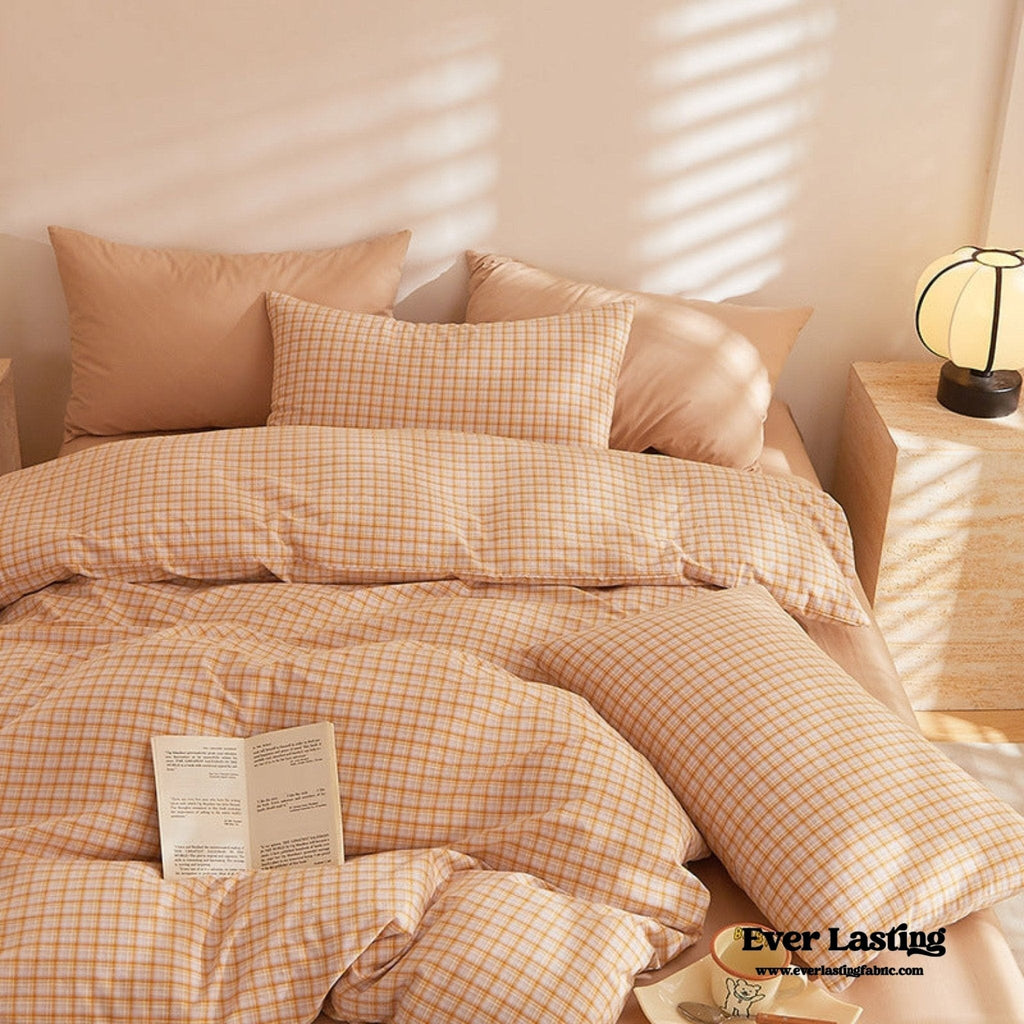 Fresh Plaid Washed Cotton Duvet Cover