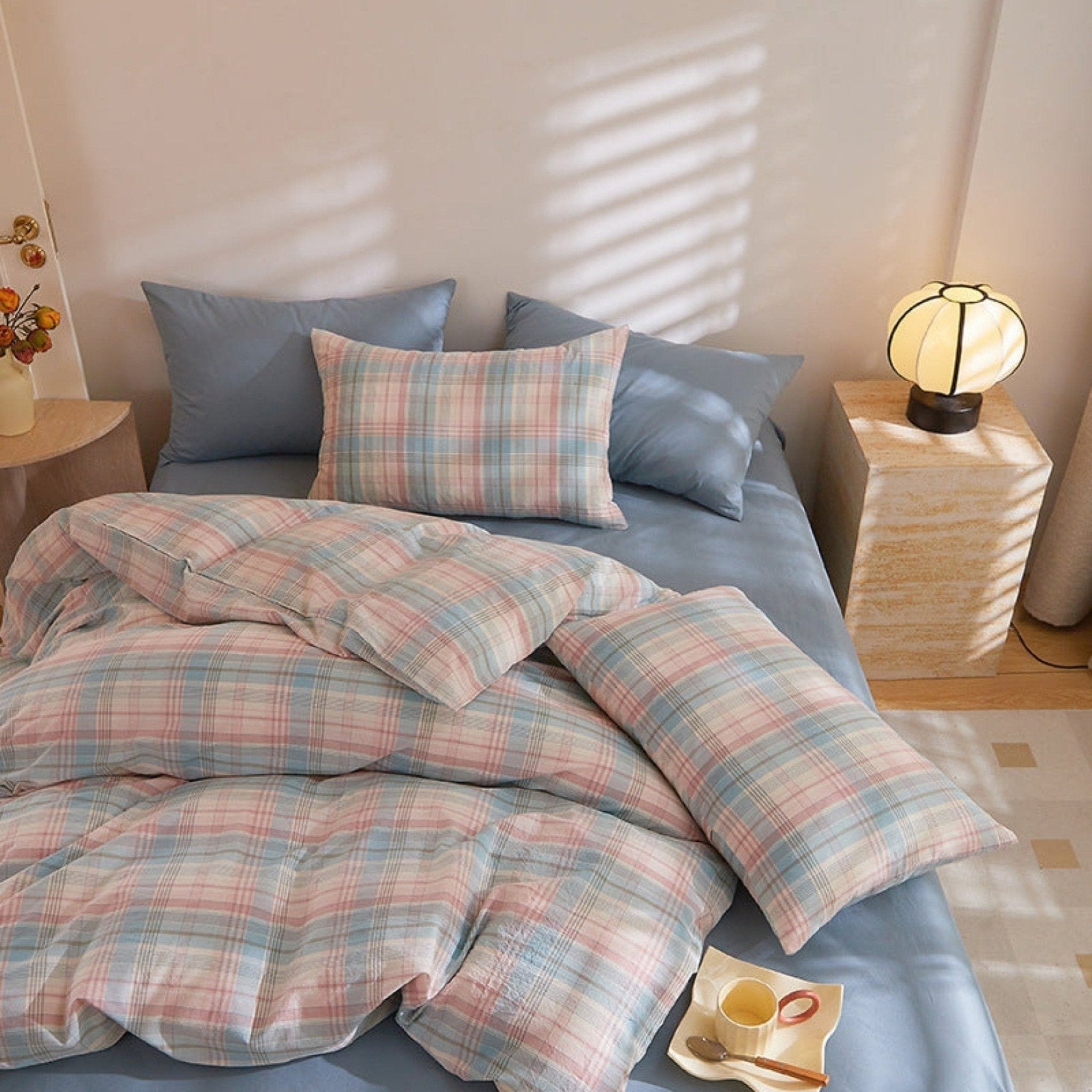 Fresh Plaid Washed Cotton Duvet Cover