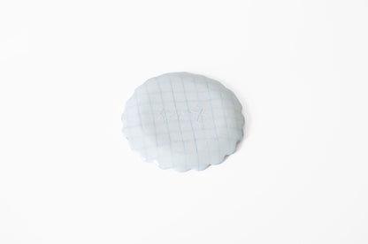 Nerikomi Small Plate | Grid & Red Flower Saori M Stoneware