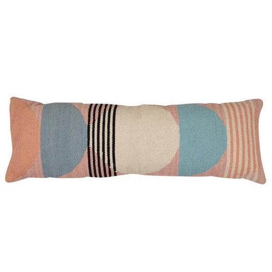 Handmade Circle Geo Lumbar Pillow | Multi Blue Cushion Casa Amarosa With Filler