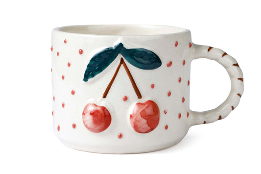 Cherry Pop Ceramic Mug Set of 4 | Red Mug Casa Amarosa