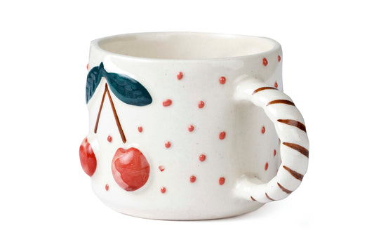 Cherry Pop Ceramic Mug Set of 4 | Red Mug Casa Amarosa