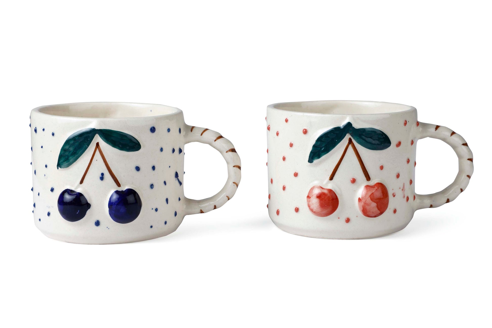 Cherry Pop Ceramic Mug Set of 4 | Blue Mug Casa Amarosa