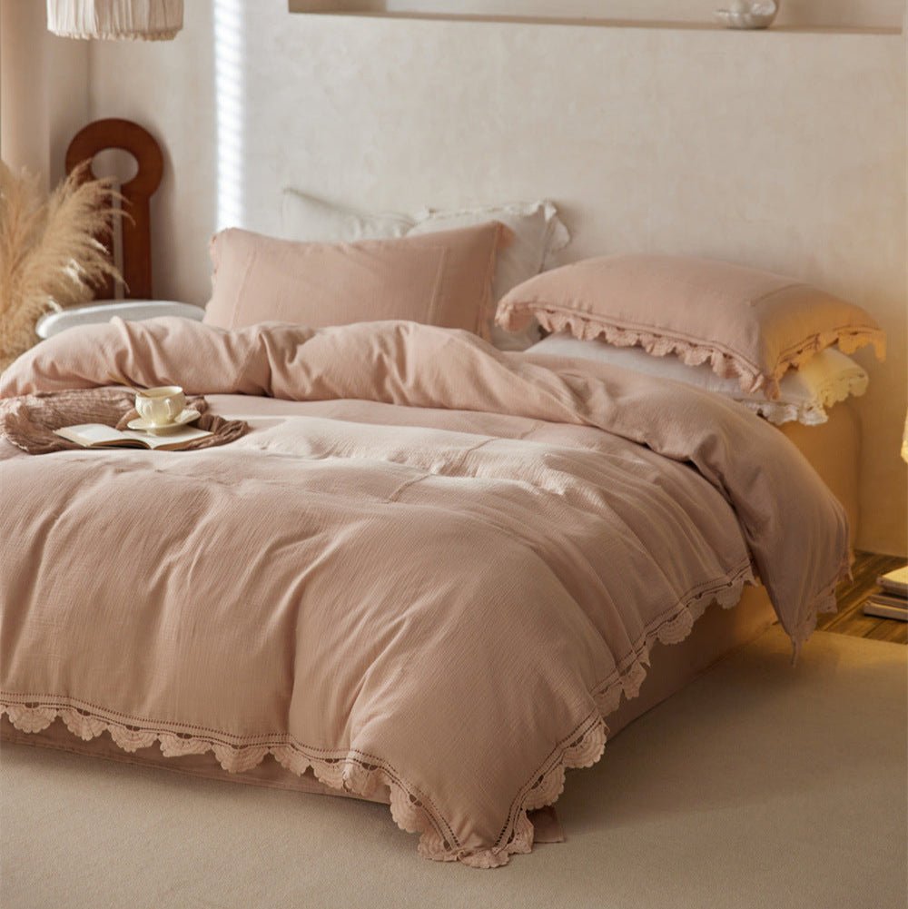 Isadora Lace Ruffle Double Gauze Bedding Set / Purple