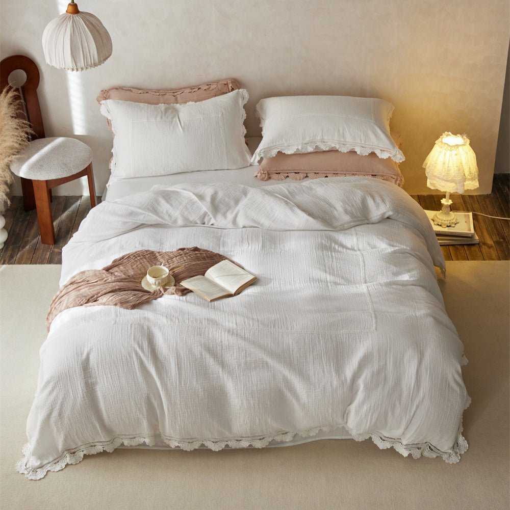 Isadora Lace Ruffle Double Gauze Bedding Set / Purple