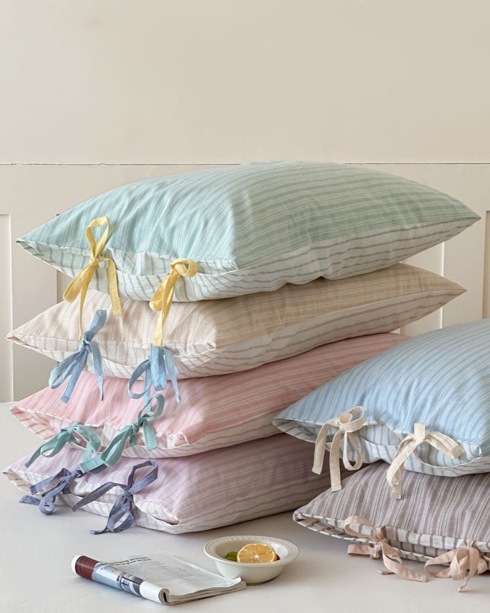 Josie Bow Tied Stripe Pillowcases