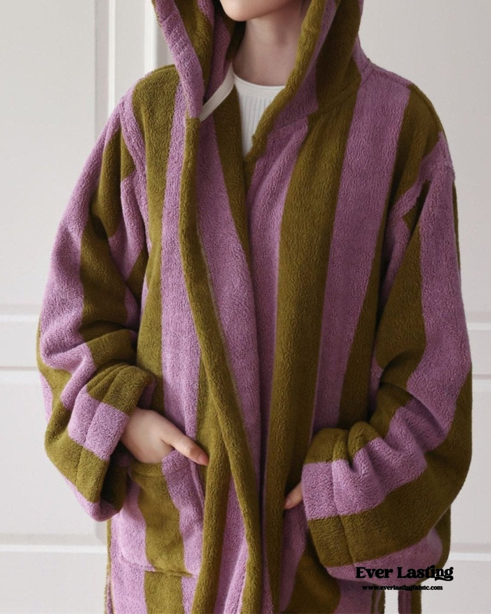 Modern Striped Cotton Bathrobe Set